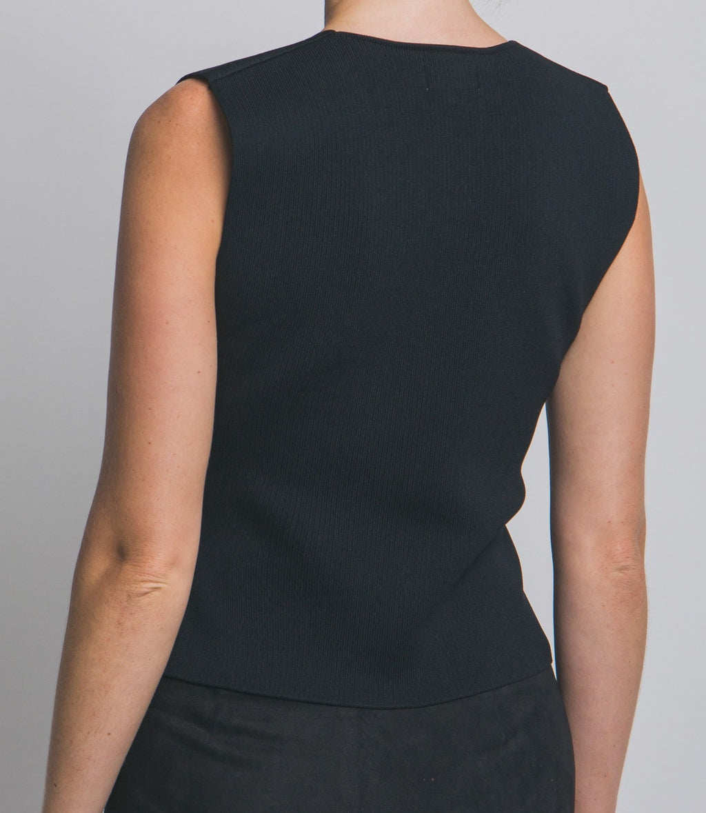 Gold Button V Neck Vest