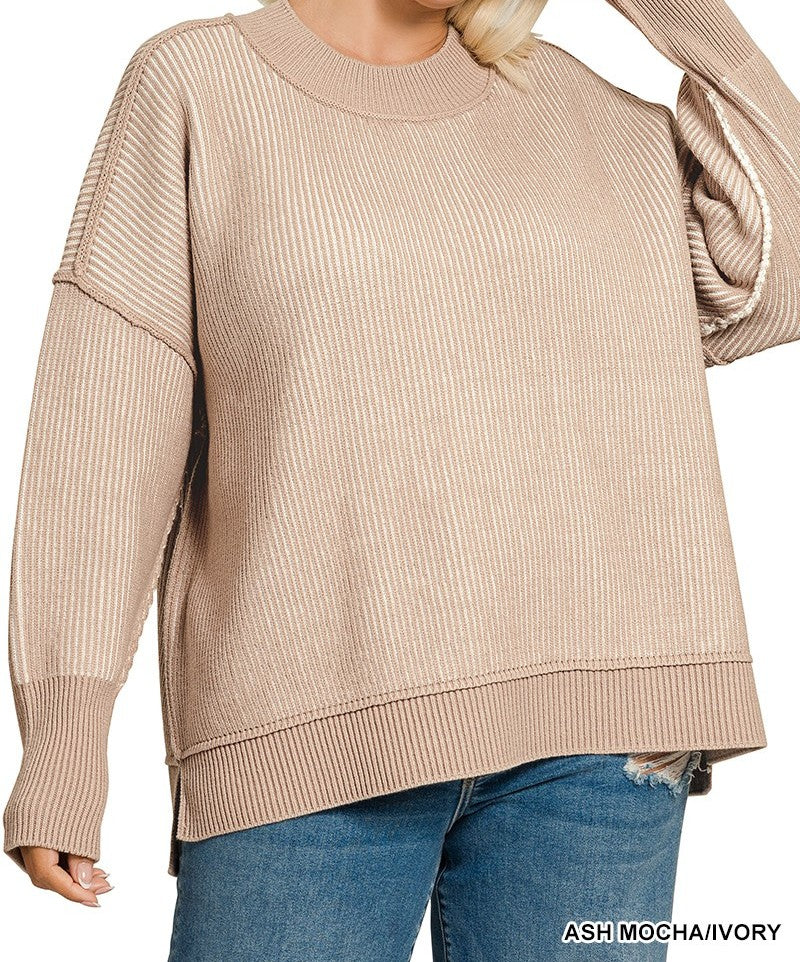 Exposed Seam Two Tone Sweater PLUS