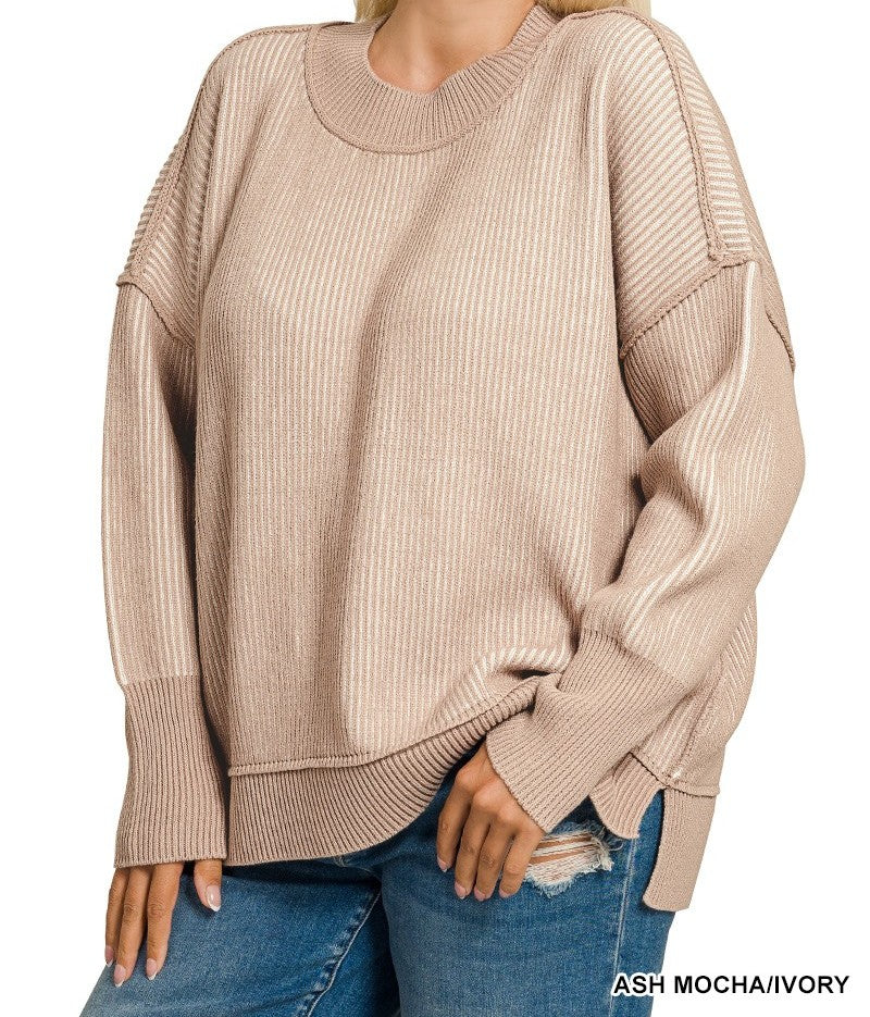 Exposed Seam Two Tone Sweater PLUS