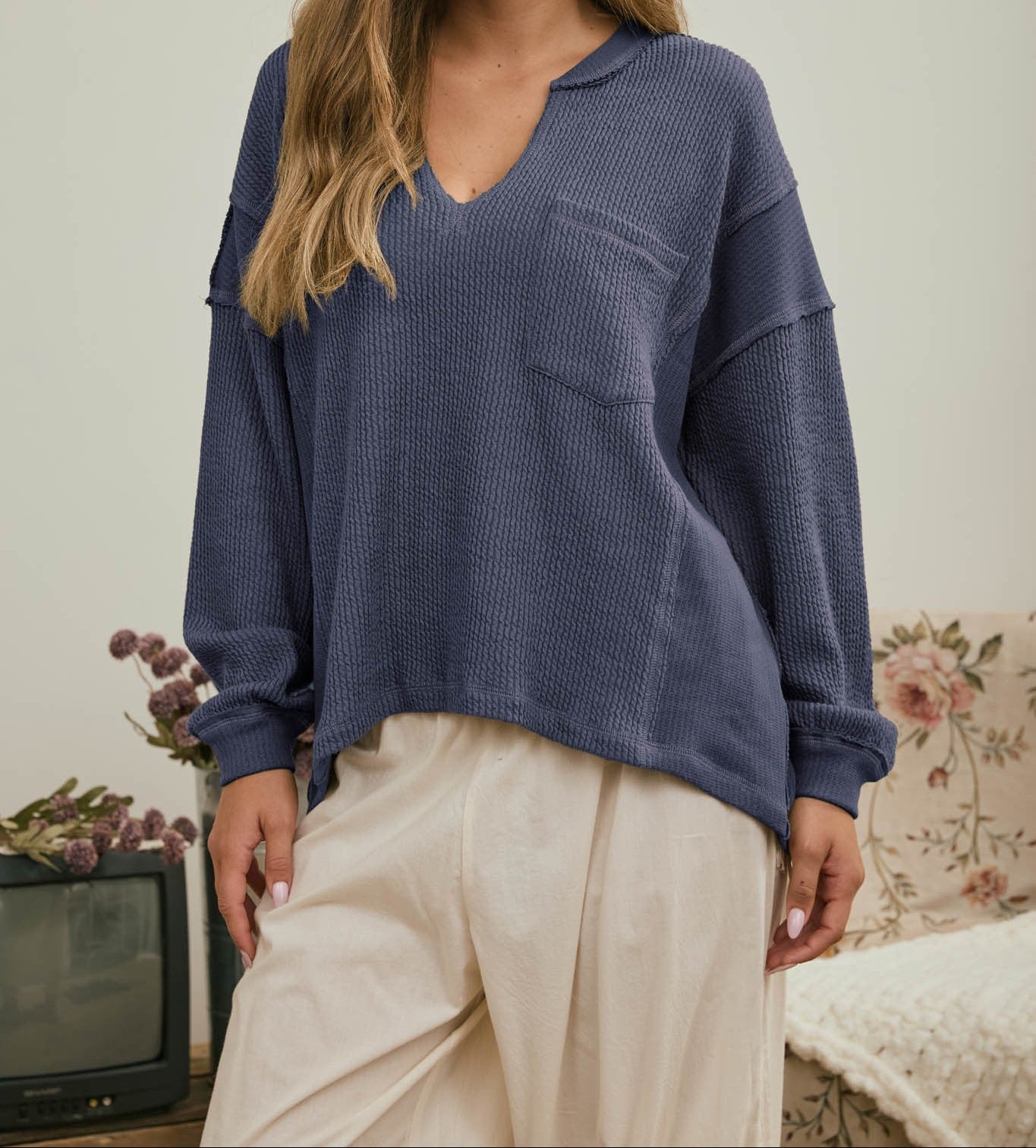 Long Sleeve Ribbed Knit Top