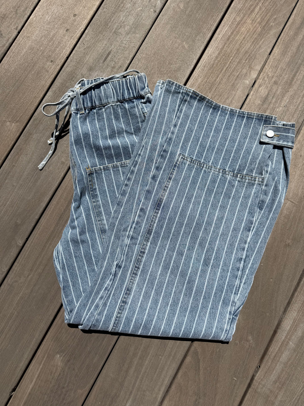 Stripped Cargo Pocket Jeans