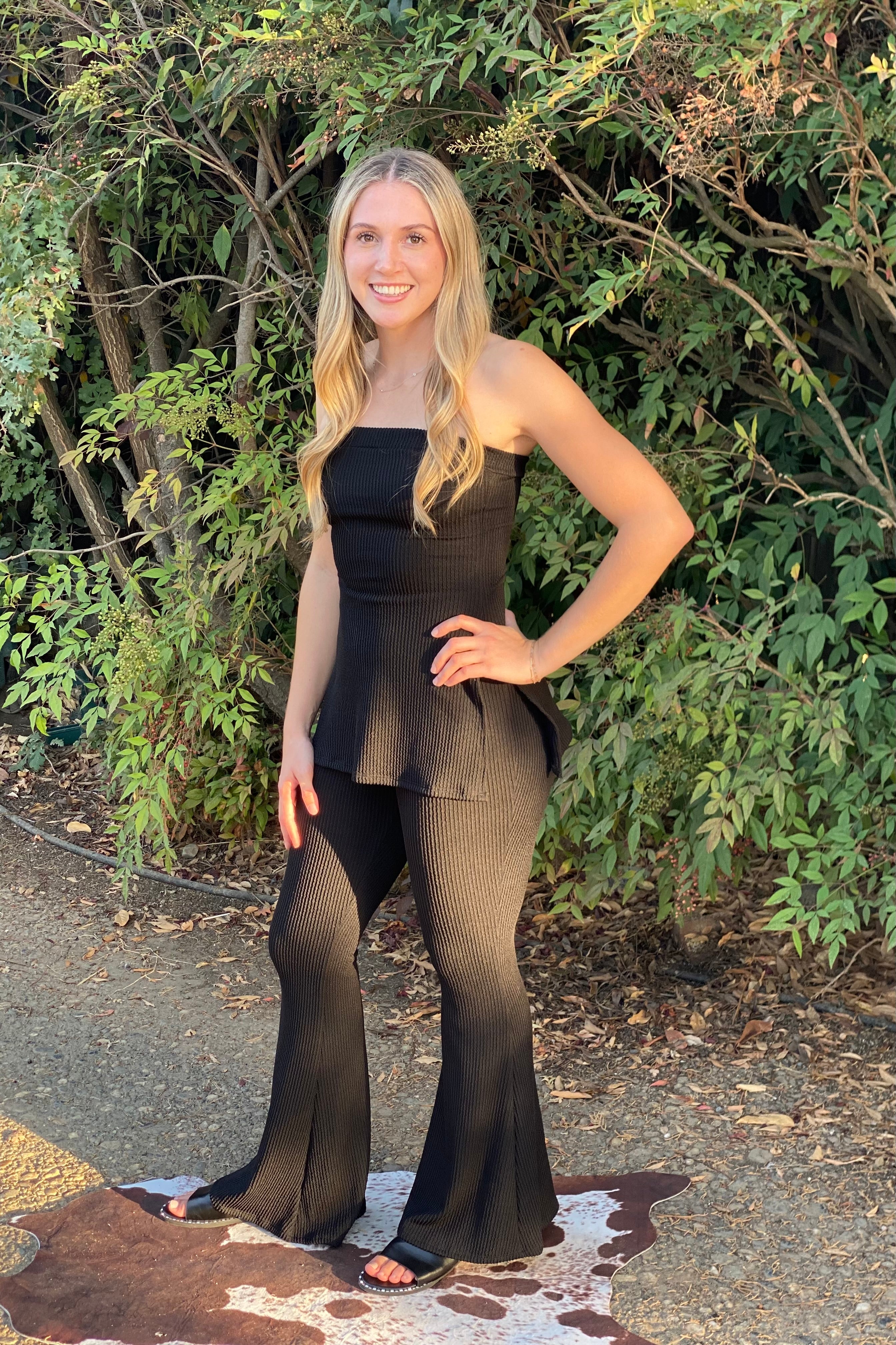 2 Piece Black Ribbed Set