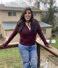 Burgundy Knit Zip Sweater