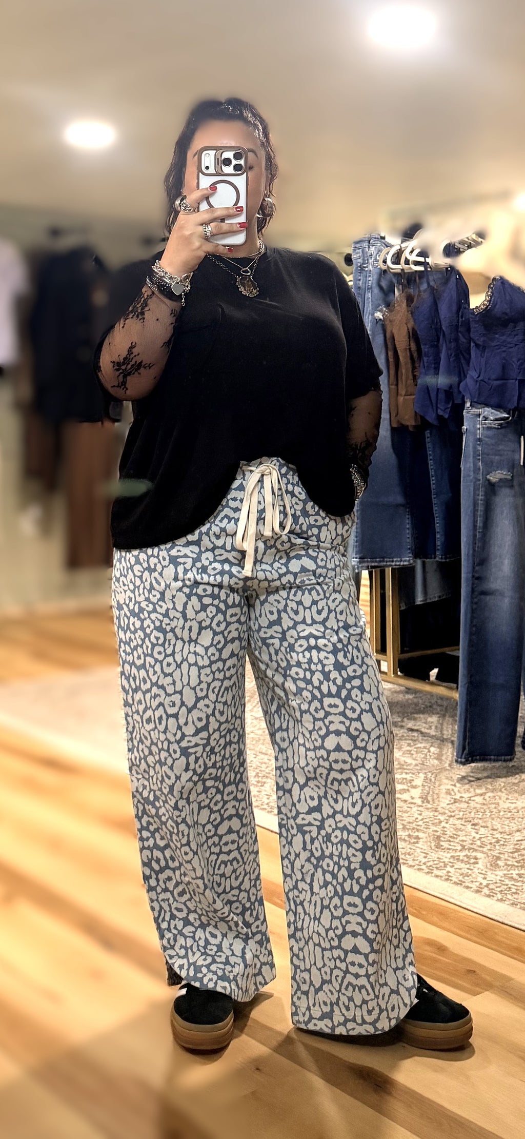 Washed Leopard Jeans