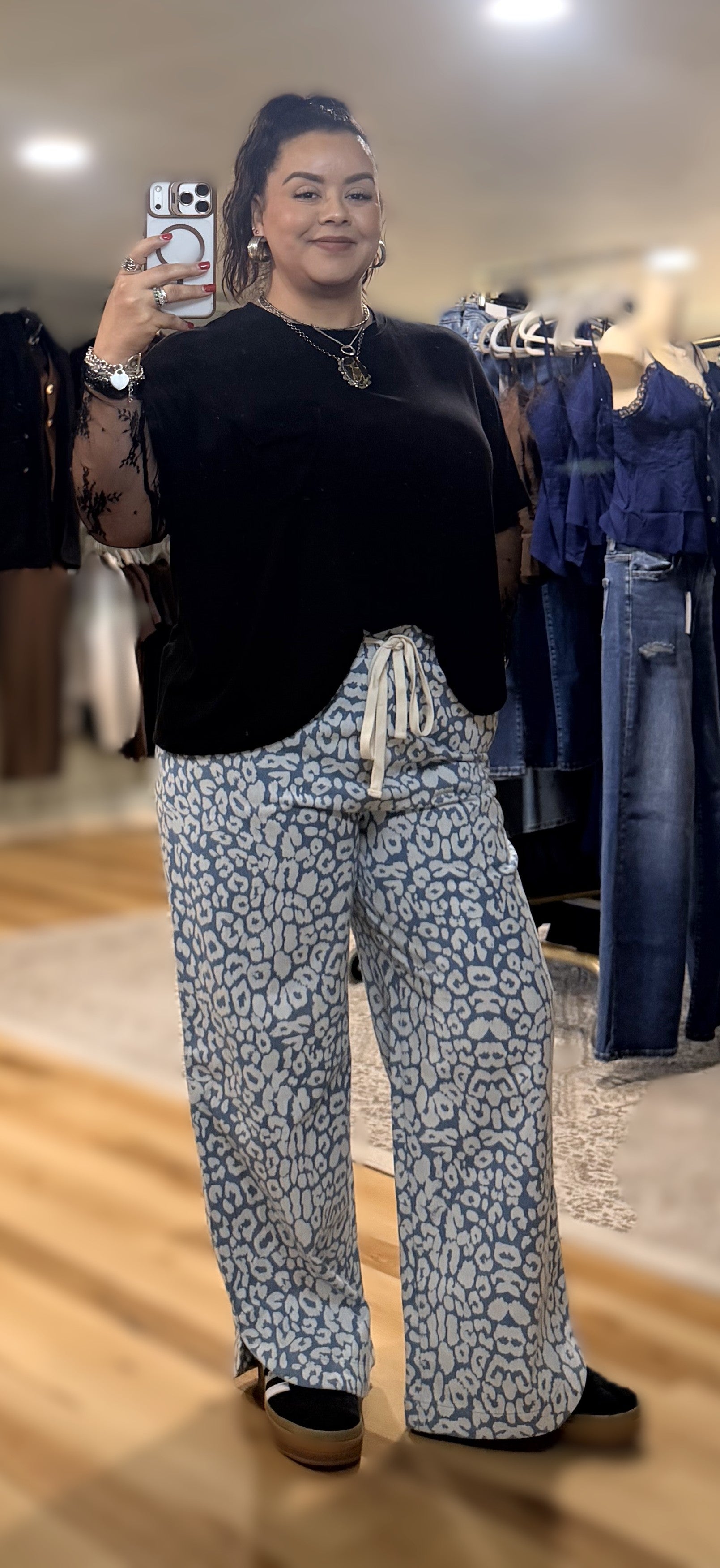 Washed Leopard Jeans
