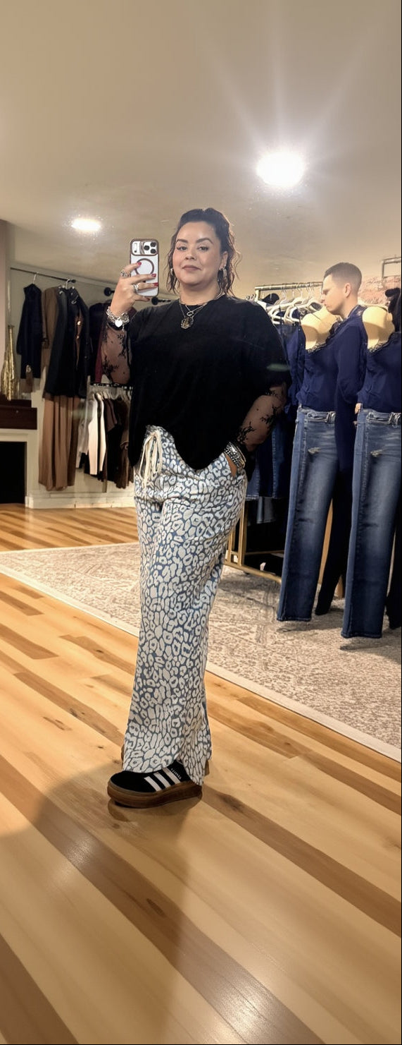 Washed Leopard Jeans