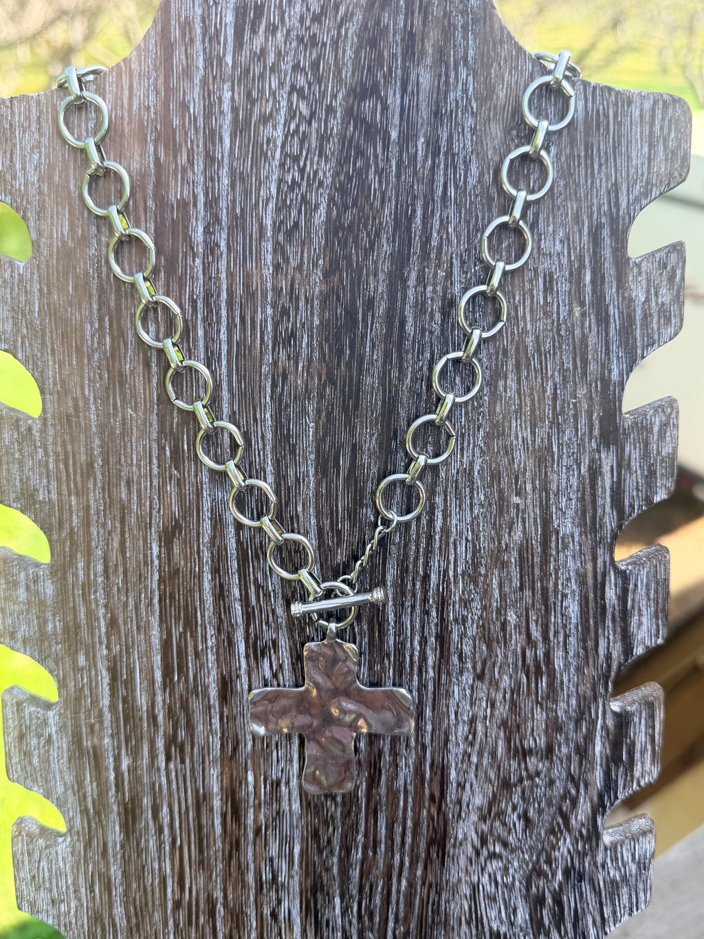 Hammered Cross Necklace *Fashion*