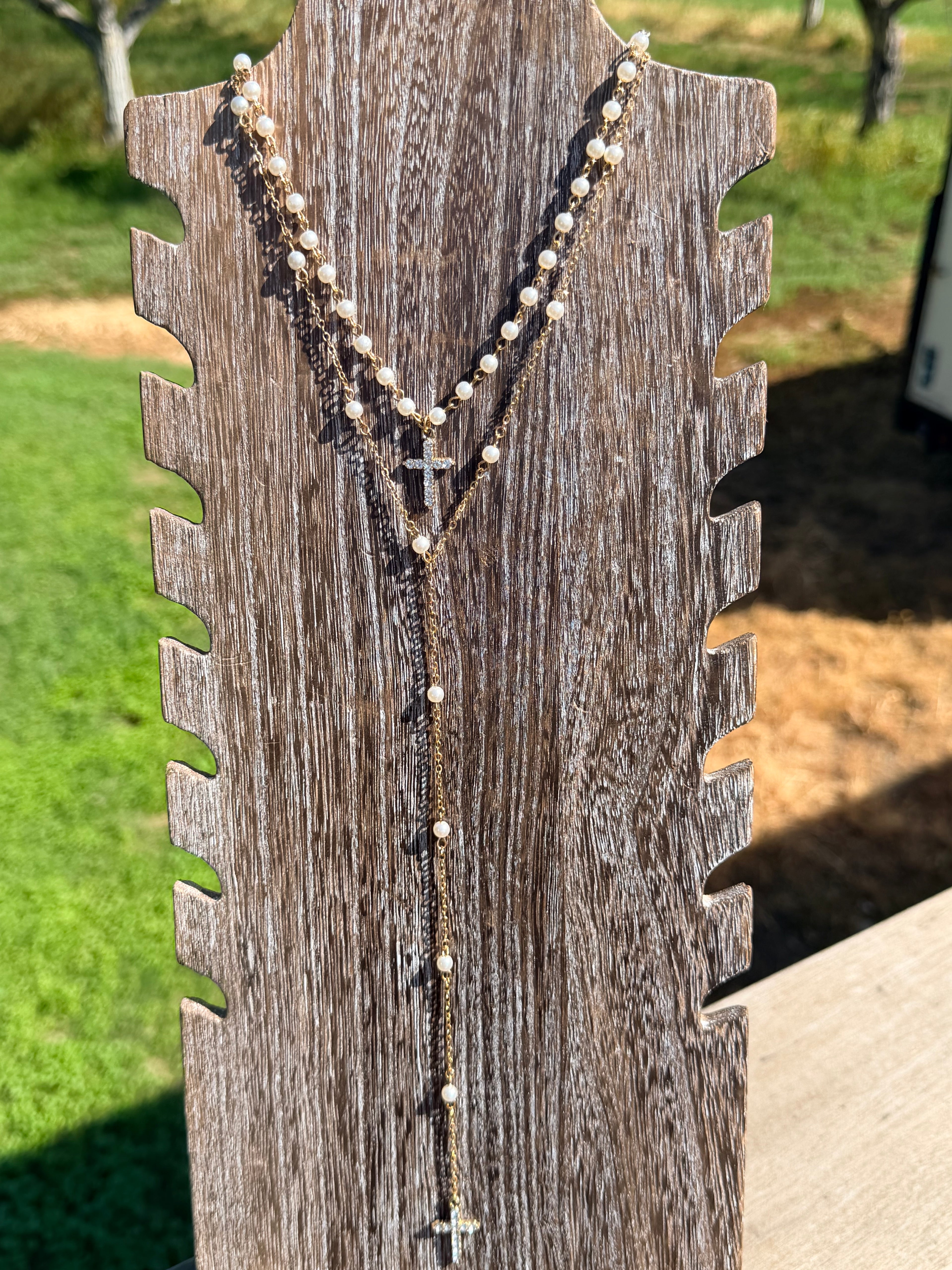 Pearl Cross Necklace *Fashion*