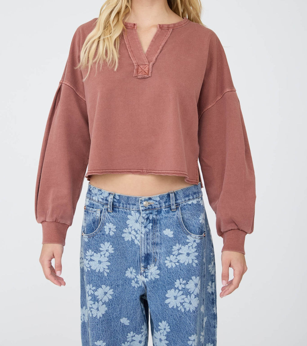 Boxy Long Sleeve Knit Crop Top