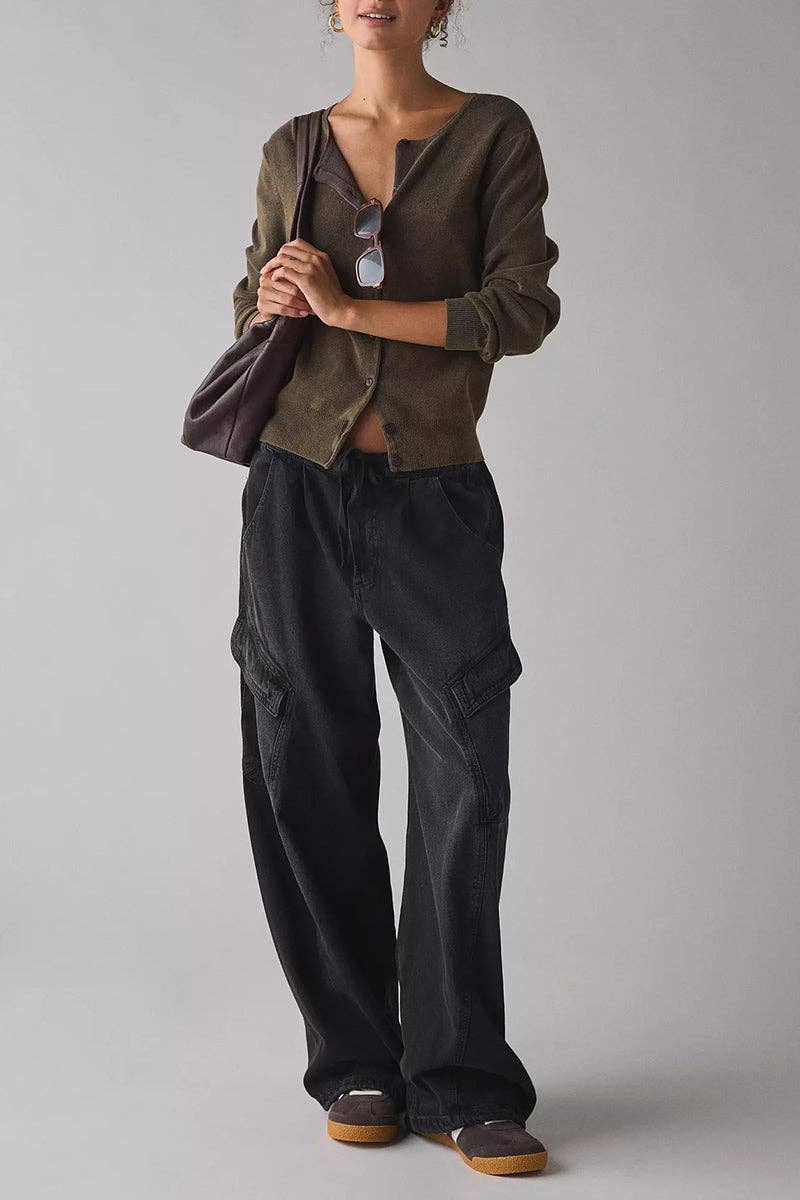 Cargo Pocket Straight Jeans