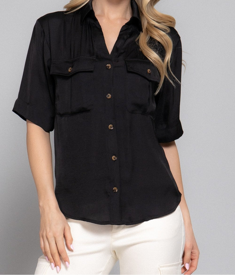 Black Satin Shirt