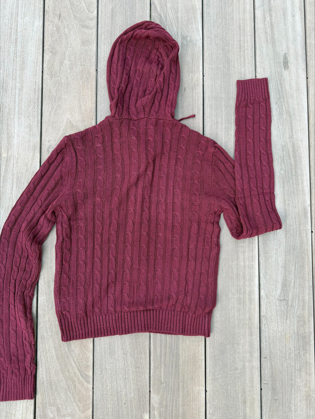 Burgundy Knit Zip Sweater