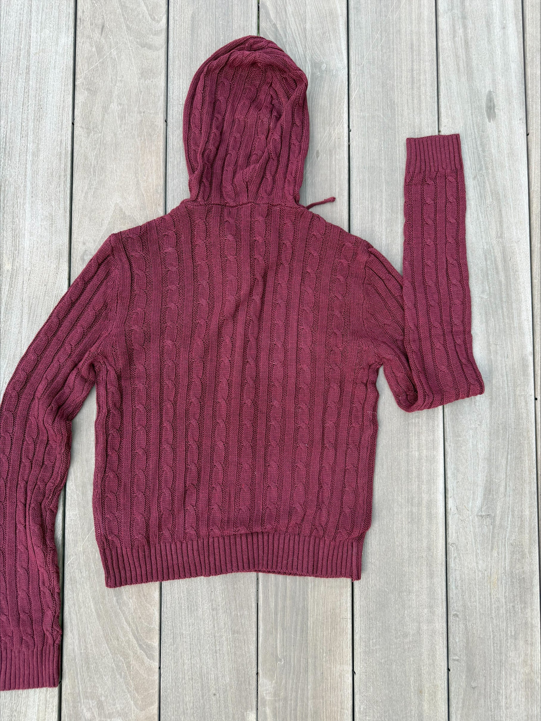 Burgundy Knit Zip Sweater