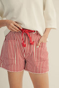 Red Belt Stripped Shorts